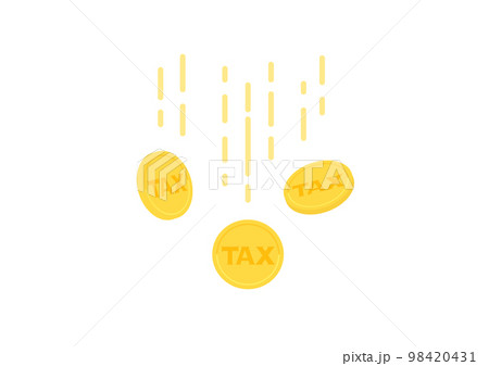 TAXの文字の刻印が入った落ちるコイン - 減税･納税･節税のイメージ素材 98420431