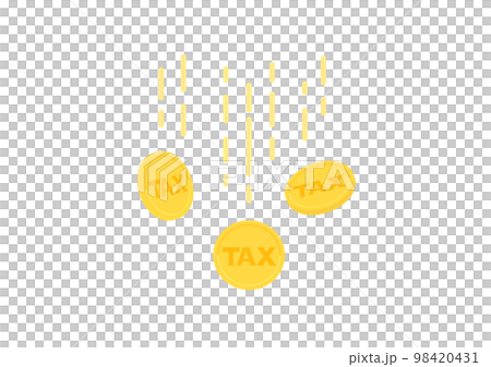 TAXの文字の刻印が入った落ちるコイン - 減税･納税･節税のイメージ素材 98420431