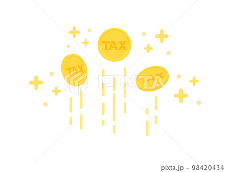 キラキラ光るTAXの文字が入った上がるコイン - 確定申告による還付金･税金の活用のイメージ素材 98420434