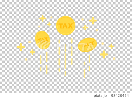 キラキラ光るTAXの文字が入った上がるコイン - 確定申告による還付金･税金の活用のイメージ素材 98420434