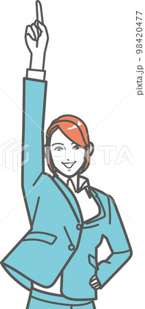 天を指差す就活生／ビジネスウーマンA 98420477