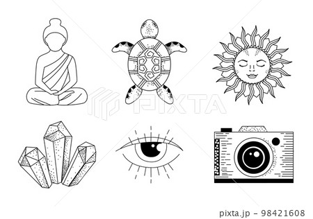 Boho vector collection of magic line art. Boho vector collection of magic line art. 98421608