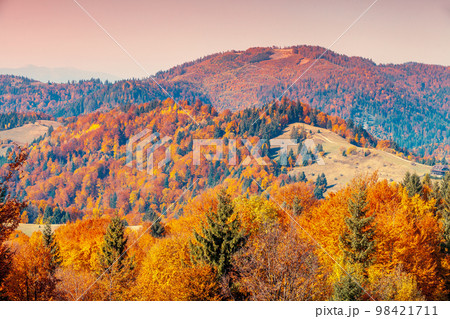 Autumn in the mountains. View of the mountains in autumn Autumn in the mountains. View of the mountains in autumn 98421711