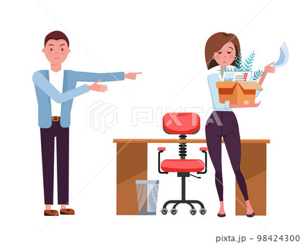 Angry Boss Dismiss Sad Employee. Unemployed Man Stock Illustration -  Illustration of dismissal, design: 139043120