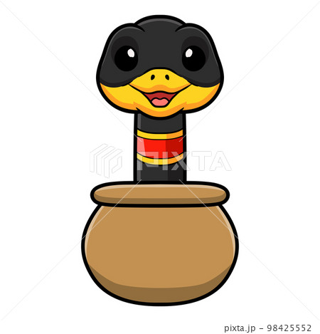 Cute happy coral snake cartoon inside pot 98425552