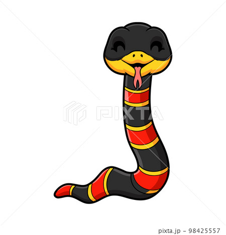 Cute happy coral snake cartoon Cute happy coral snake cartoon 98425557