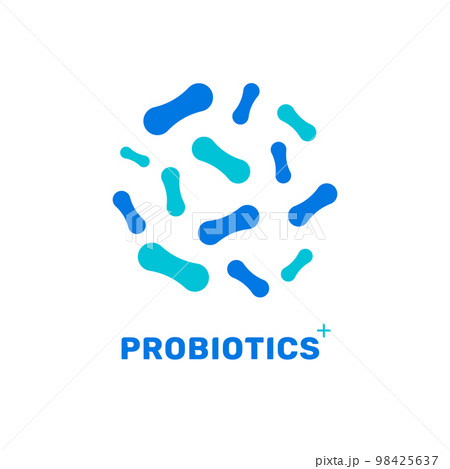 Probiotic bacteria logo. Bifidobacteria lactobacillus gut acidophilus. Lactic prebiotic healthy Probiotic bacteria logo. Bifidobacteria lactobacillus gut acidophilus. Lactic prebiotic healthy 98425637