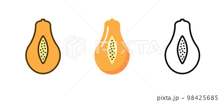 Papaya flat vector fruit icon illustration. Cartoon papaya slice fruit icon design. 98425685