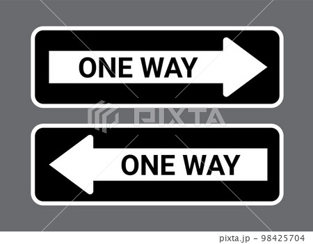 One way road sign. Traffic direction vector...のイラスト素材 [98425704] - PIXTA