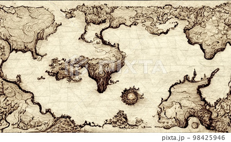 ファンタジー地図イラストのイラスト素材 [98425946] - PIXTA