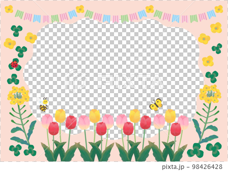 溫暖的鬱金香盛開的春天（粉色） 98426428