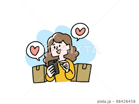 スマートフォンで商品を注文している女性 98426458