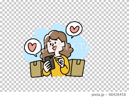 スマートフォンで商品を注文している女性 98426458