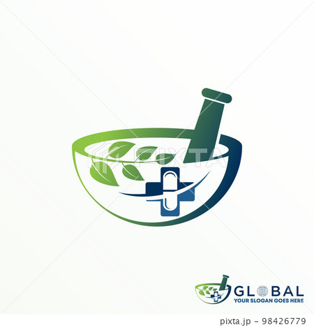 Pounder, leaves, capsule, cross health image graphic icon logo design abstract concept vector stock. Can be used as a symbol of herbal medicine or hospital 98426779