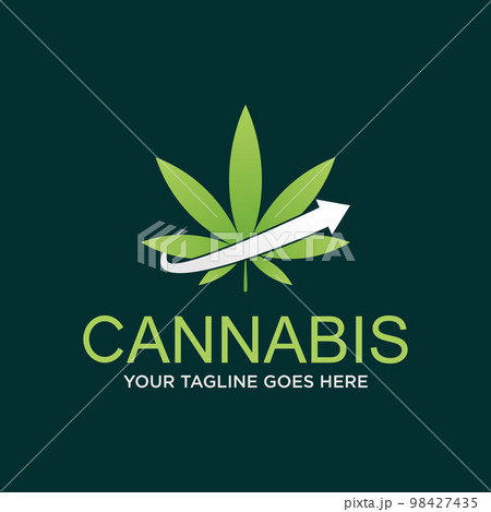 leaf Cannabis or marijuana with cutting arrow image graphic icon logo design abstract concept vector stock. Can be used as a knob related to health or supplement 98427435
