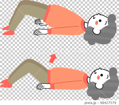 Senior woman doing hip lift exercise 98427579