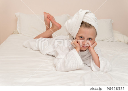 Smiling thinks smile Creek elbows coffee copyspace bathrobe girl portrait, from people woman in shower for happy style, towel child. Hair health funny, Smiling thinks smile Creek elbows coffee copyspace bathrobe girl portrait, from people woman in shower for happy style, towel child. Hair health funny, 98428525