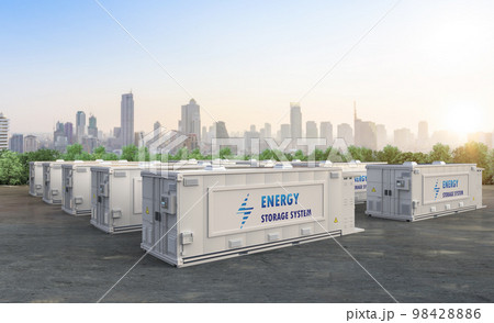 Group of energy storagy systems or ess farm field 98428886