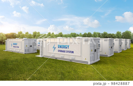 Group of energy storagy systems or ess farm field Group of energy storagy systems or ess farm field 98428887
