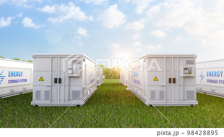 Energy storage systems or battery container units on field 98428895