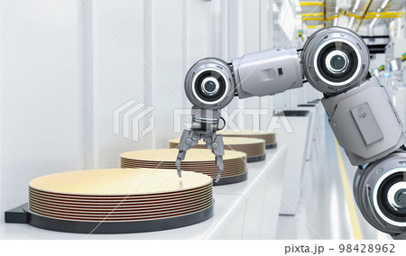 Semiconductor manufacturing with robotic arms with silicon wafers 98428962