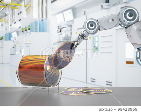 Semiconductor manufacturing with robotic arms with silicon wafers 98428969
