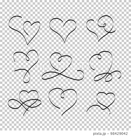 線條畫心圖標集 98429042
