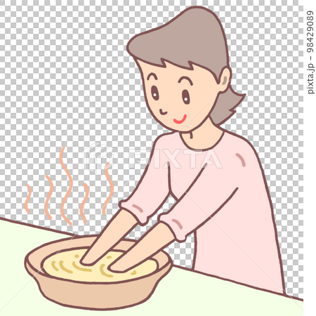 手湯・手浴によるリラクゼーション効果を描いたイラスト 98429089