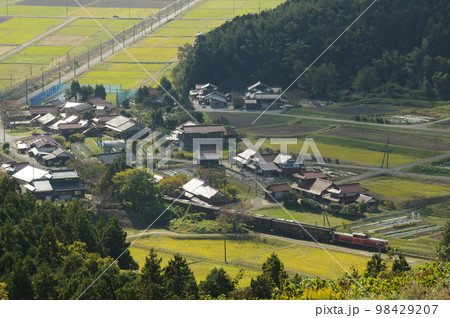 山口線 船平山俯瞰 DLやまぐち号 DD51 98429207