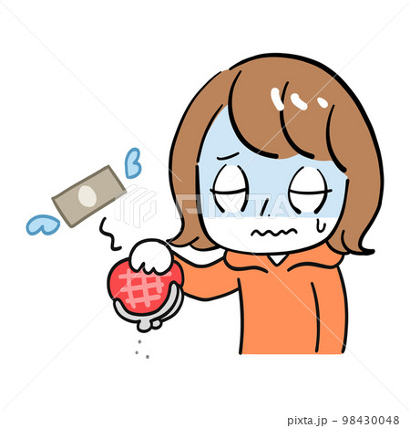 女性　金欠　青ざめる 98430048