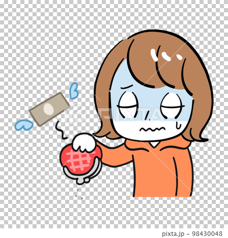 女性　金欠　青ざめる 98430048