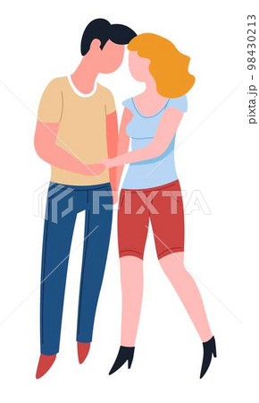 Couple holding hands and walking love and relationship isolated characters 98430213