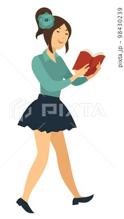 Woman reading book isolated character literature and education Woman reading book isolated character literature and education 98430239