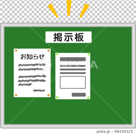 A poster pinned to a bulletin board 98430323