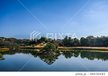 秋の岡山城と後楽園　紅葉 98430485