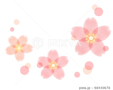 桜の花の淡色スタンプ素材イラスト 98430678