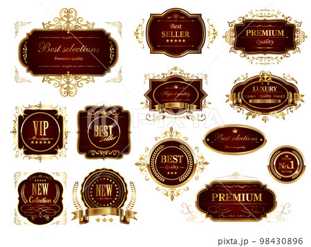 高級感のあるビンテージ風アイコンセット（赤系） 98430896