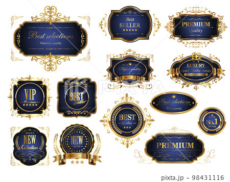 Luxury vintage style icon set (blue) - Stock Illustration [98431116] - PIXTA