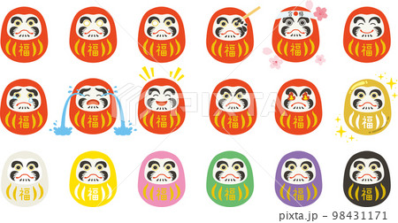 達摩圖 達摩表情變化集無輪廓-插圖素材[98431171] - PIXTA圖庫