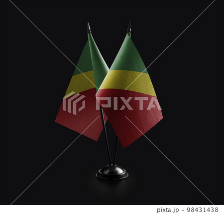 Small national flags of the Congo on a black background 98431438