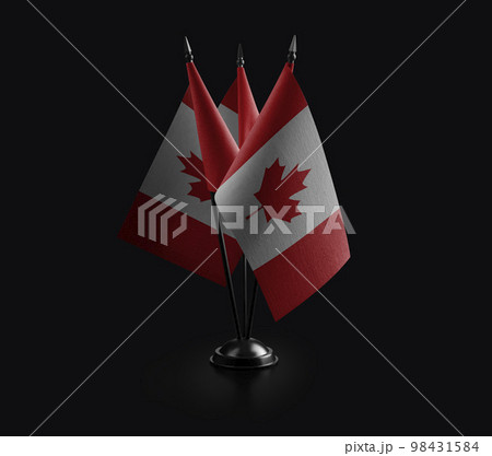 Small national flags of the Canada on a black background 98431584