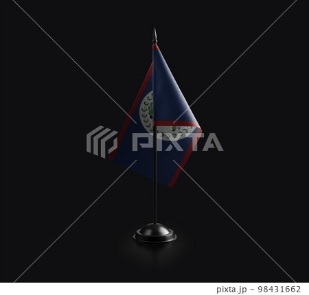 Small national flag of the Belize on a black background 98431662