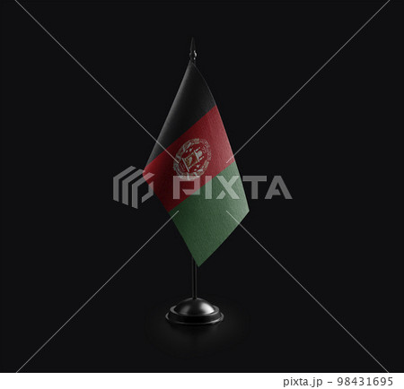 Small national flag of the Afghanistan on a black background Small national flag of the Afghanistan on a black background 98431695