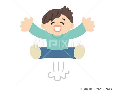 ジャンプして喜ぶ男の子 ジャンプして喜ぶ男の子 98431983