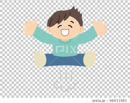 ジャンプして喜ぶ男の子 ジャンプして喜ぶ男の子 98431983
