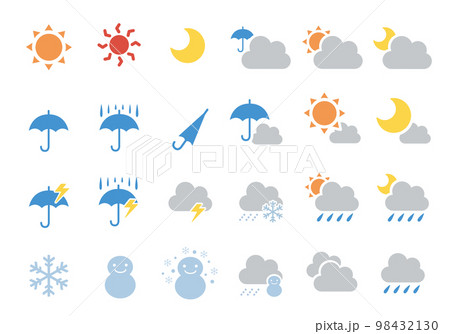天気マークアイコンセット カラー 天気マークアイコンセット カラー 98432130