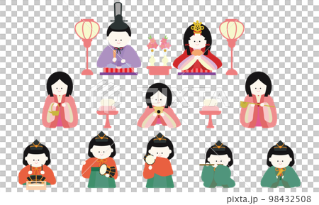 かわいいひなまつりの雛人形3段 98432508