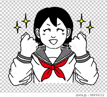 擺出膽量姿勢的水手服女學生(簡單) 擺出膽量姿勢的水手服女學生(簡單) 98434112