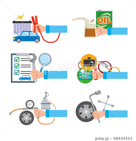 車のメンテナンス項目イラストセット 98434502