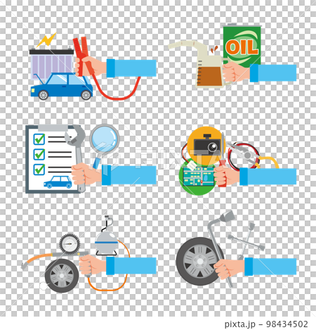 Car maintenance item illustration set 98434502